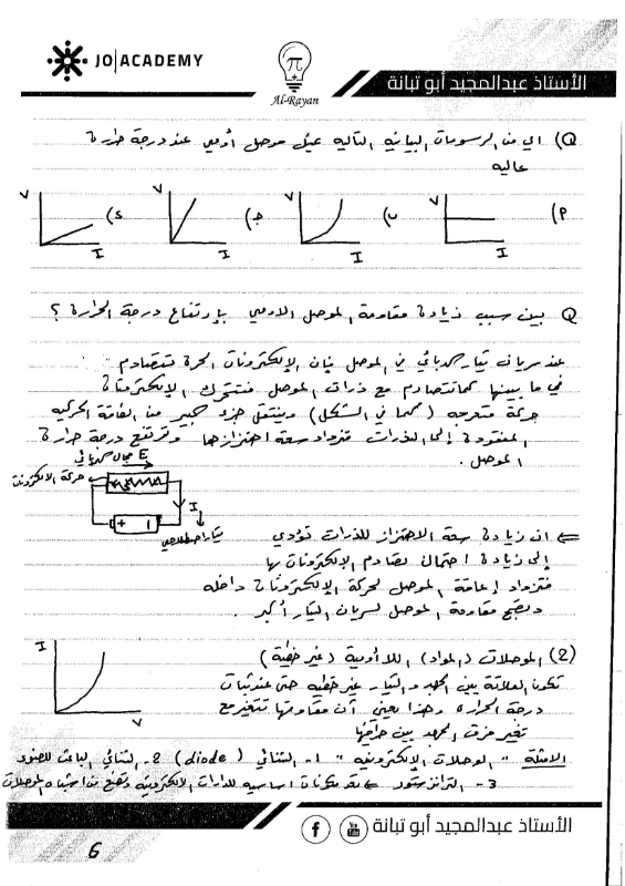 صورة الريان في الفيزياء الوحدة الثالثة التيار الكهربائي عبد المجيد أبو تبانة