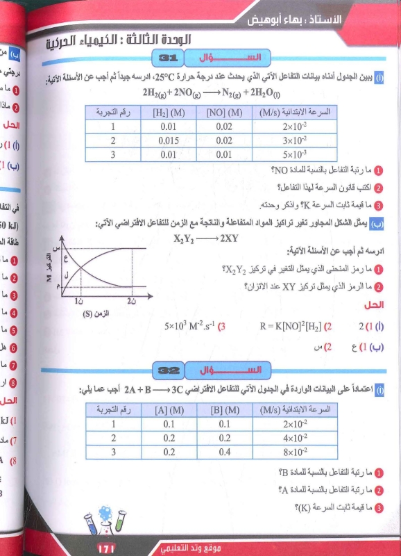 صورة الأسئلة الوزارية في الكيمياء فصلين بهاء أبو هيض