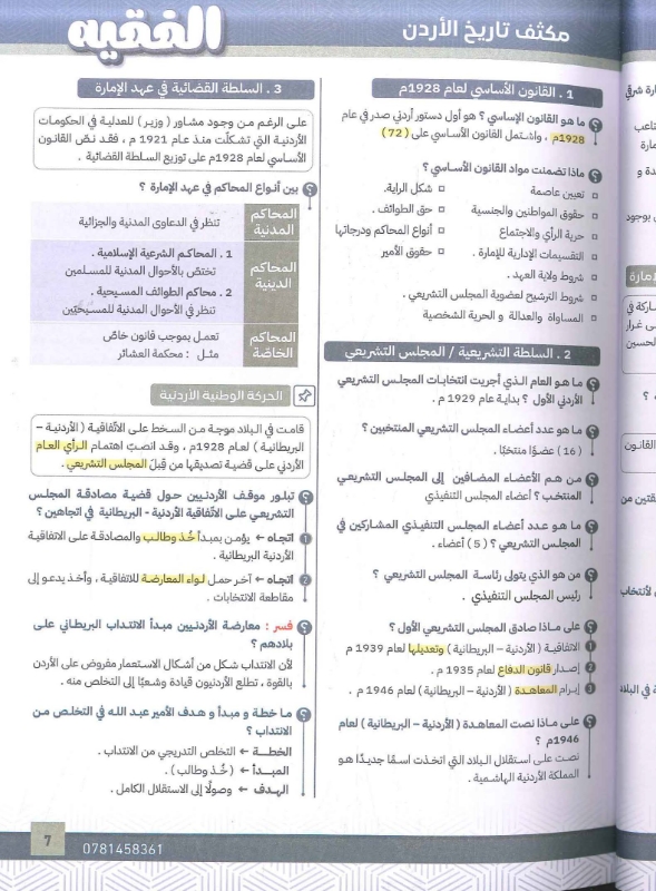 صورة مكثف الفقيه في تاريخ الأردن الفصل الثاني 2008 غازي الفقيه