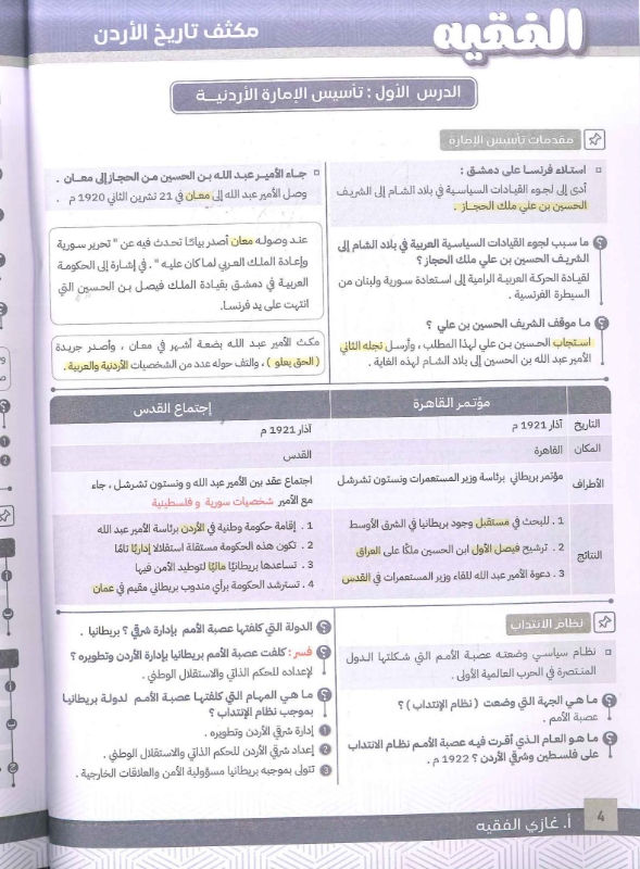 صورة مكثف الفقيه في تاريخ الأردن الفصل الثاني 2008 غازي الفقيه
